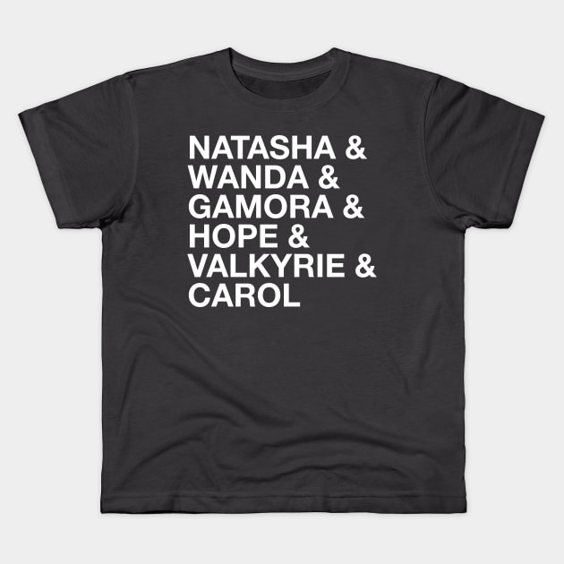 Women Of The MCU Kids T-Shirt by MrLarry